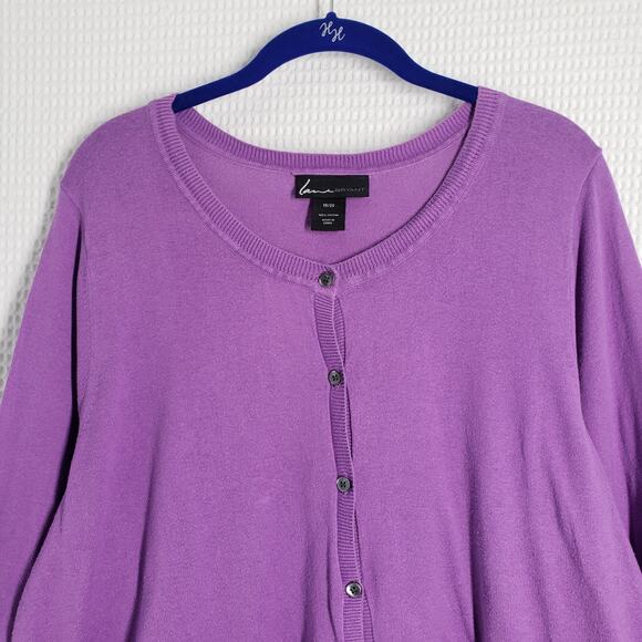 Lane Bryant Cardigan Sweater Womens 18/20 Pastel Purple 3/4 Sleeve Button-Up - Picture 3 of 16